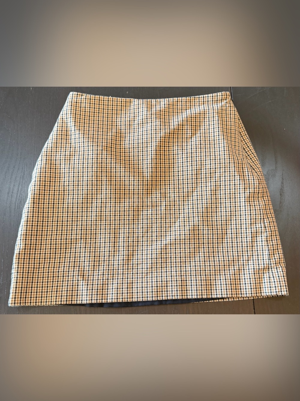 Plaid Mini Skirt in Beige and Black